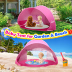 Monobeach Baby Beach Tent Pop Up Portable Shade Pool Upf50+ Uv Protection Sun Shelter For Infant With Easy Set Up Canopy (Pink B