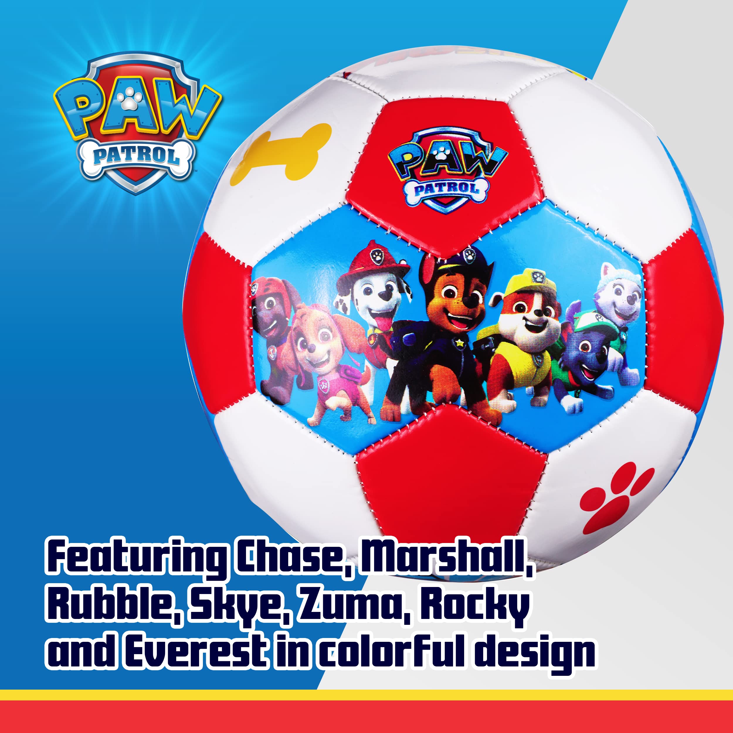 PAW Patrol Kids Soccer Ball Size 3, Marshall, Skye, Everest, and Chase Officially Licensed Futbol for Boys and Girls Soccer Play