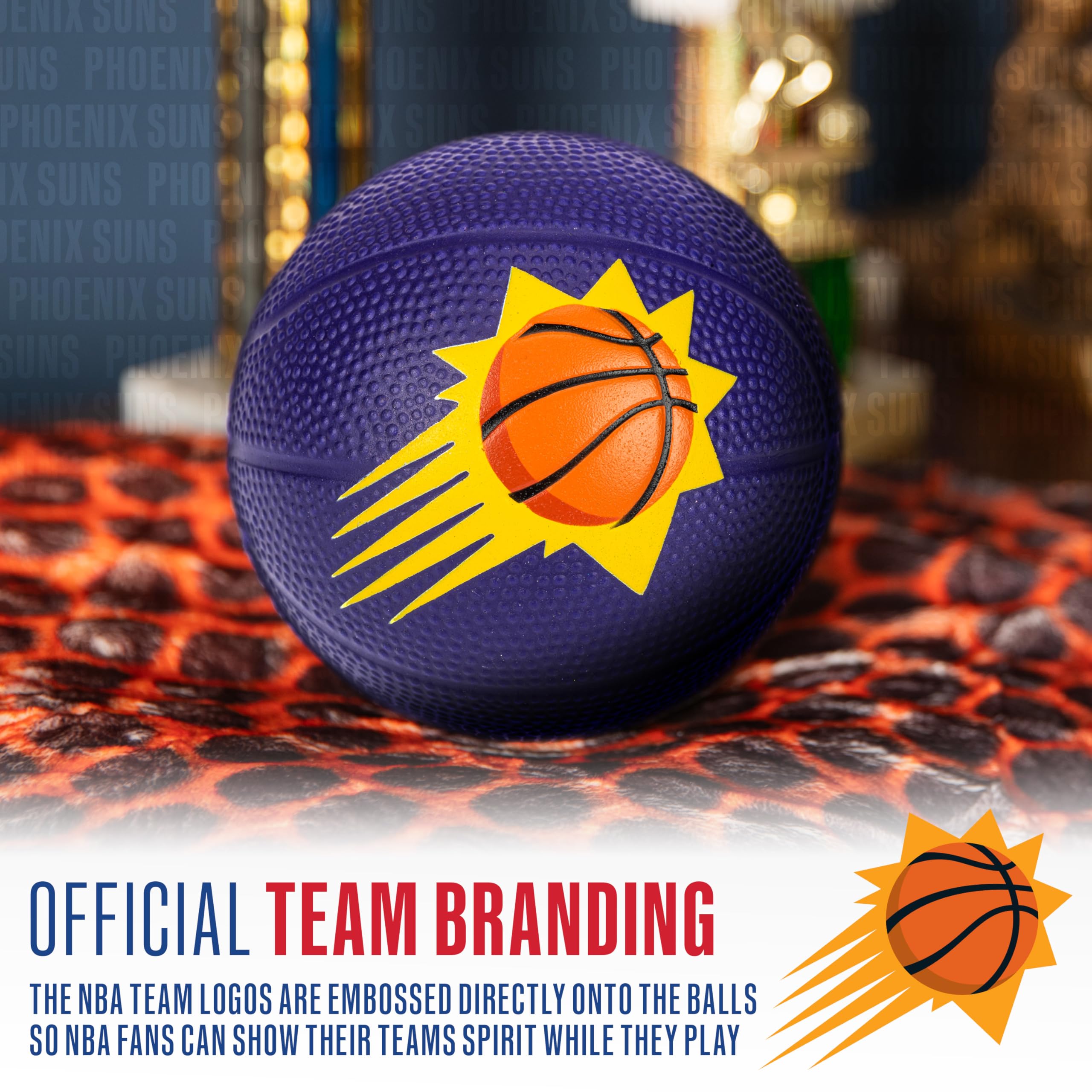 Franklin Sports Nba Phoenix Suns Mini Foam Basketball - Kids 5.5'' Inch Toy Basketball For Over The Door + Mini Indoor Hoops - N