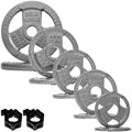 Fitvids Cast Iron 2-Inch Weight Plates for Strength Training and Weightlifting, Set (95 LB: 2.5/5/5/10/25 LB Pairs) with Clamps