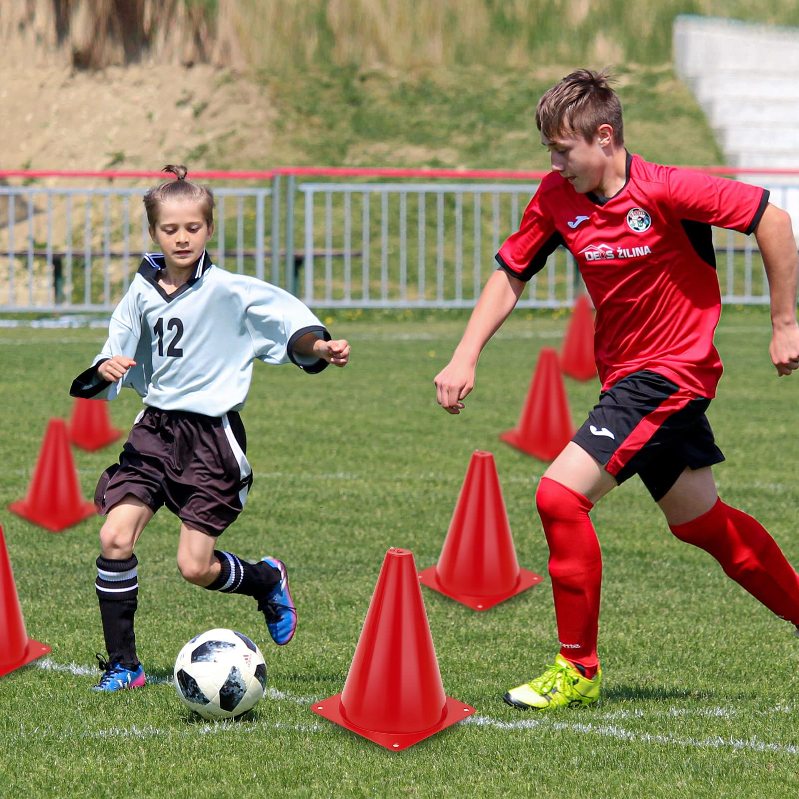 Cones Sports For Kids, Small Training Cones Set For Soccer Practice, 24 Pack 7 Inch Agility Field Cone Marker For Football Baske