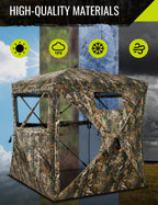 Tidewe Hunting Blind 270See Through With Carrying Bag, 3-4 Person Pop Up Ground Blinds, Portable Resilient Hunting Tent (Forest
