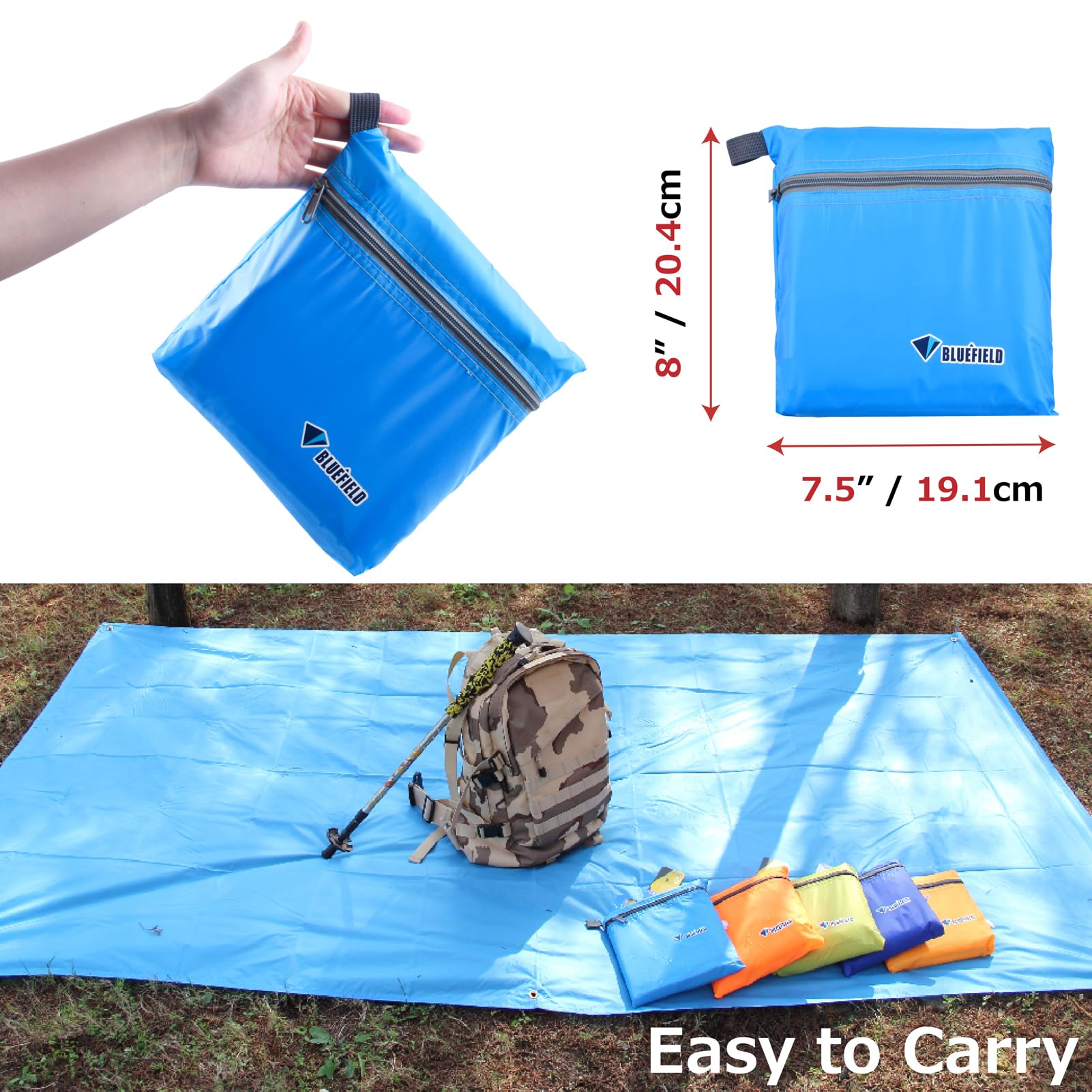 Azarxis Tent Tarp Waterproof Camping Tarpaulin Groundsheet Footprint For Hiking Backpacking(S, Sky Blue)