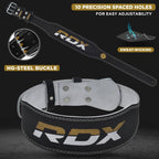 Rdx Weight Lifting Belt For Fitness Gym - Adjustable Leather Belt With 4       Padded Lumbar Back Support - Great For Bodybuildi