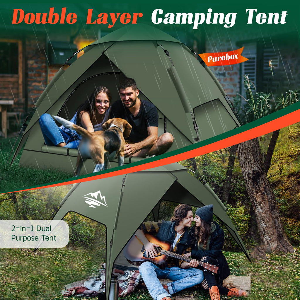 Pop Up Tents For Camping,2-3 Person Tent Easy Setup,Waterproof & Windproof Camping Tents, 60S Instant Double Layer Tent For Trek