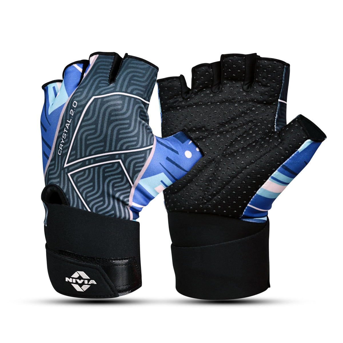 Nivia Crystal 2.0 With Strap Gym Gloves For Men & Women, 4Way Stretch Lycra With Dotted Puff Padded Palm, Ideal For Crossfit, S