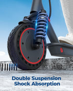 Electric Scooter, 350W Motor, Dual Suspension Kick Scooter, 23 Miles Long Range & 19 MPH & 8.5 Solid Tires, Foldable E Scooter w