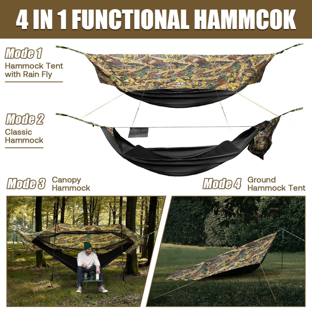 Night Cat Camping Hammock Tent: Lightweight Portable 4 In 1 Hammock With Rain Tarp And Mosquito Net For Hiking Jungle Outdoor Ca