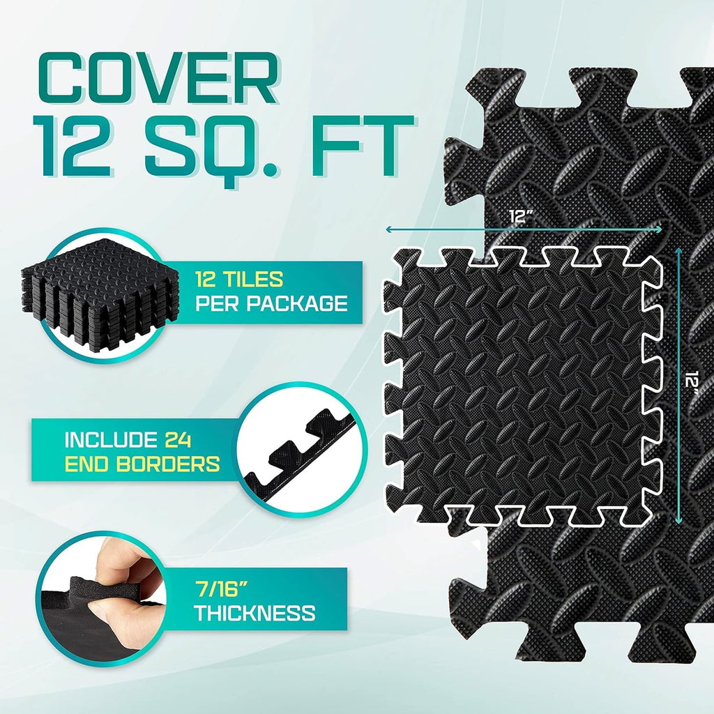 Yes4All Interlocking Exercise Foam Mats With Border - Interlocking Floor Mats For Gym Equipment - Eva Interlocking Floor Tiles ,
