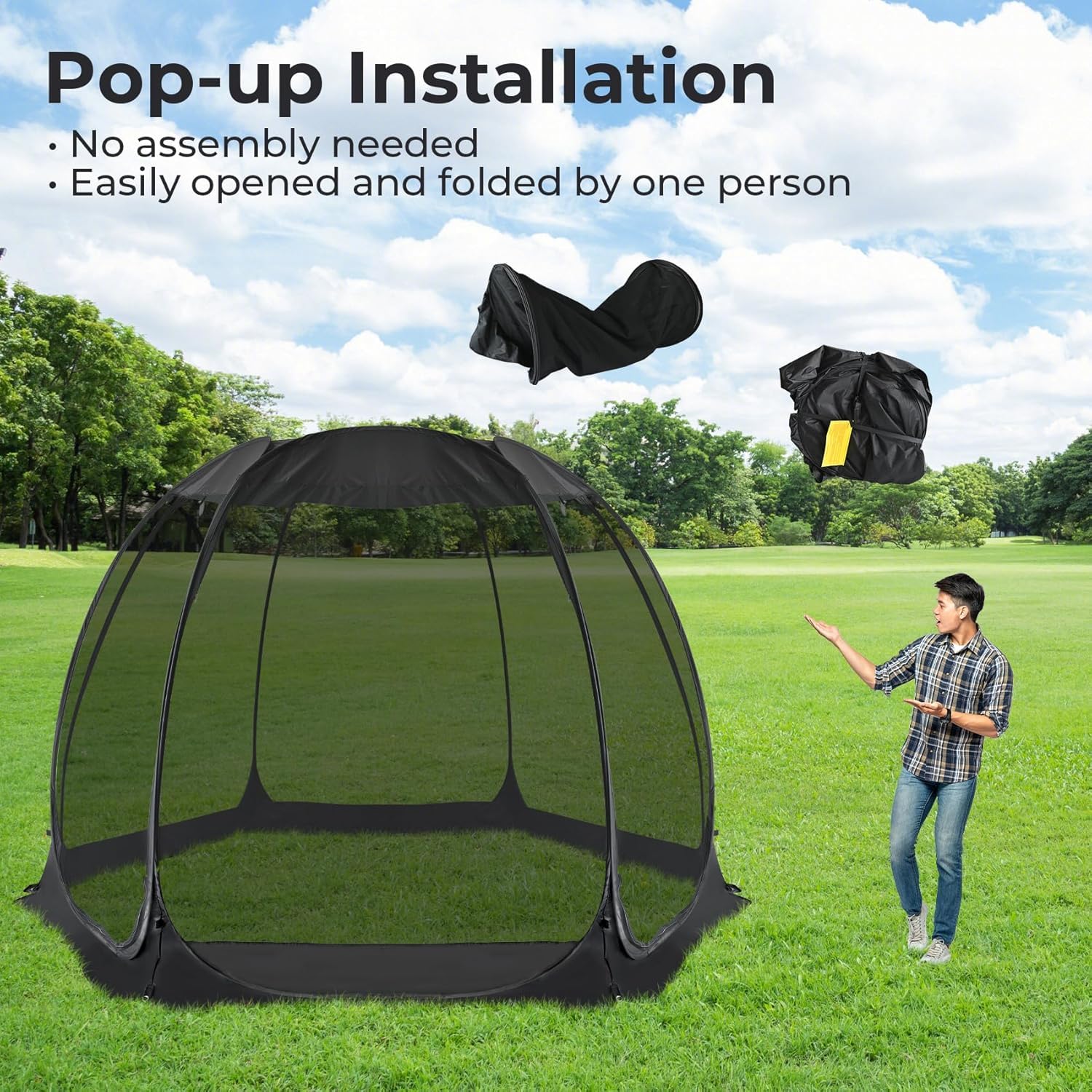 Alvantor Pop Up House Tent, Outdoor Screen Room, Canopy Tent With Uv Resistant, Easy Up Foldable Screen House For Camping Garden