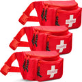 NOVAMEDIC NM-7003 First Aid Empty Fanny Packs, Red Medical Waist Bags, 8 x 2 x 6 Emergency Pouch with 3 Zippered Compartments & 