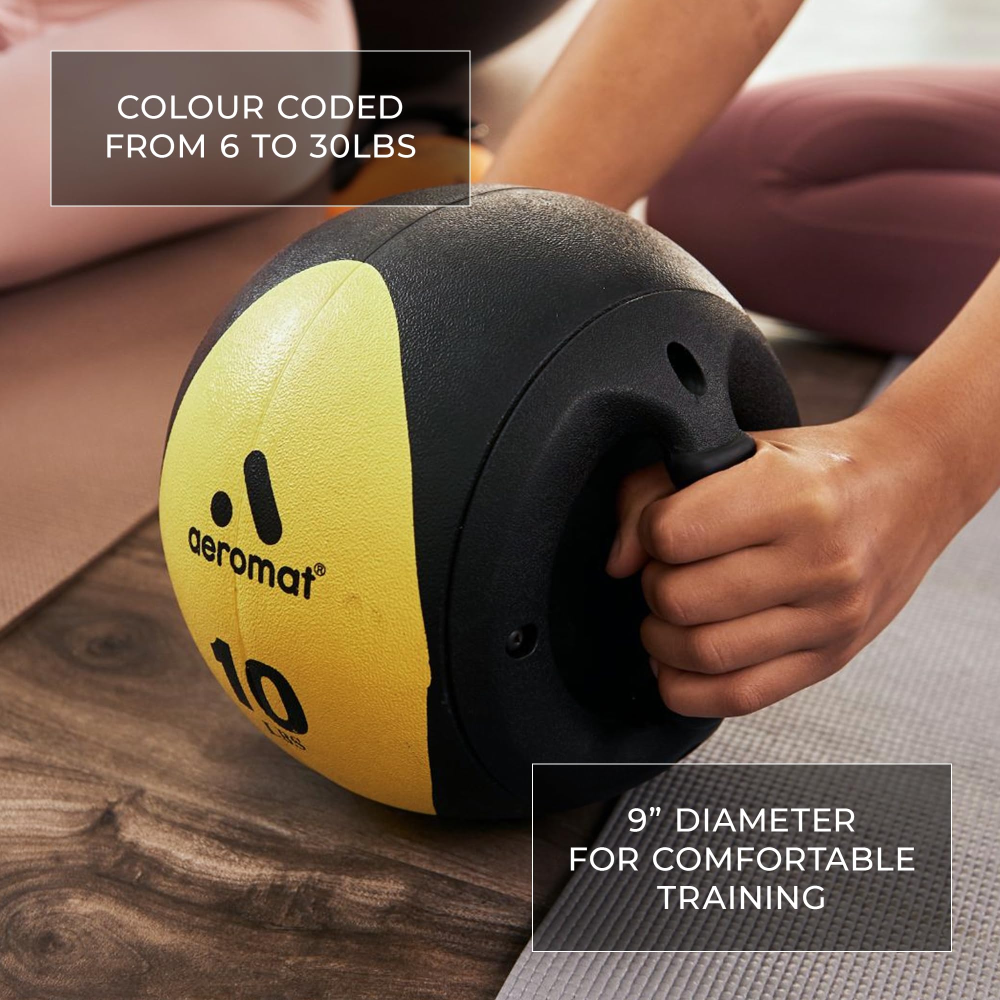 Aeromat Dual Grip Power Medicine Ball, 9Cm/16-Pound, Black/Green