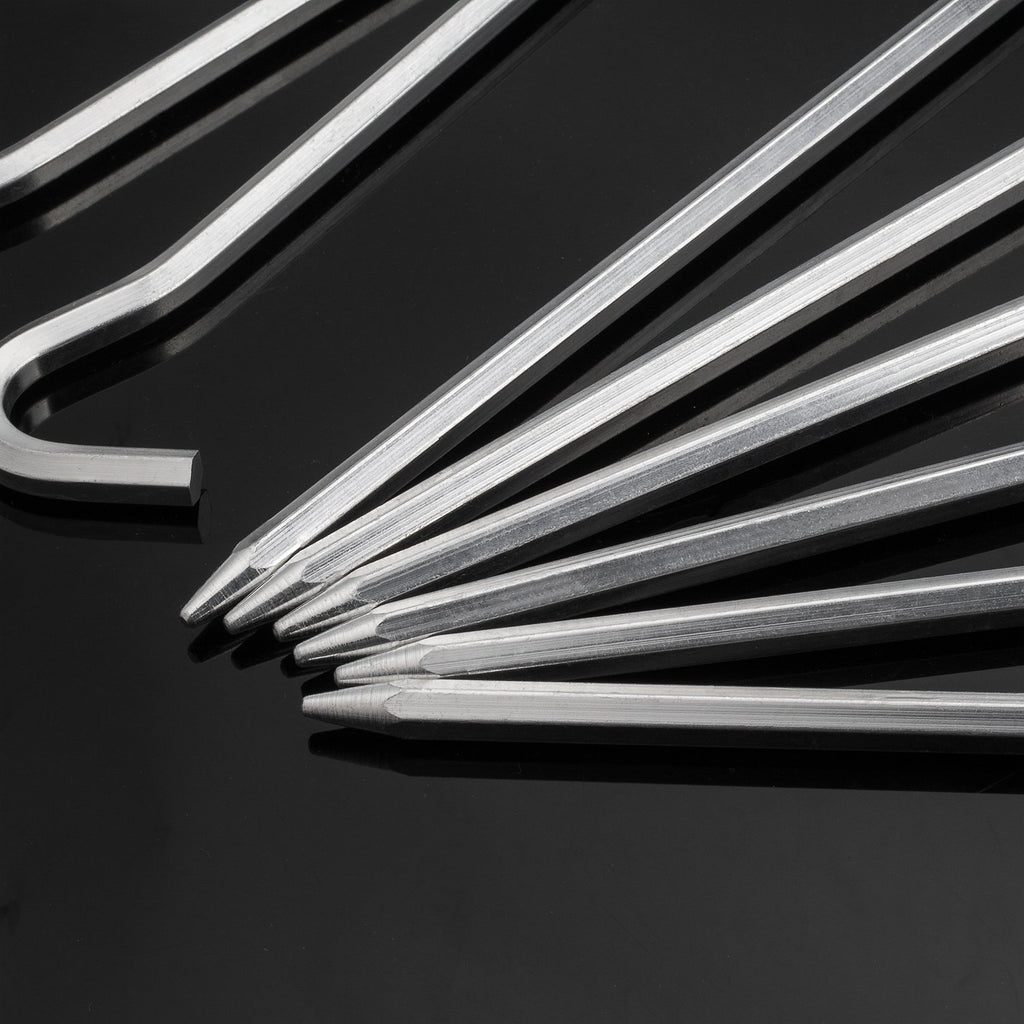 Tent Pegs - Aluminium Tent Stakes Pegs With Hook - 7 Hexagon Rod Stakes Nail Spike Garden Stakes Camping Pegs For Pitching Campi