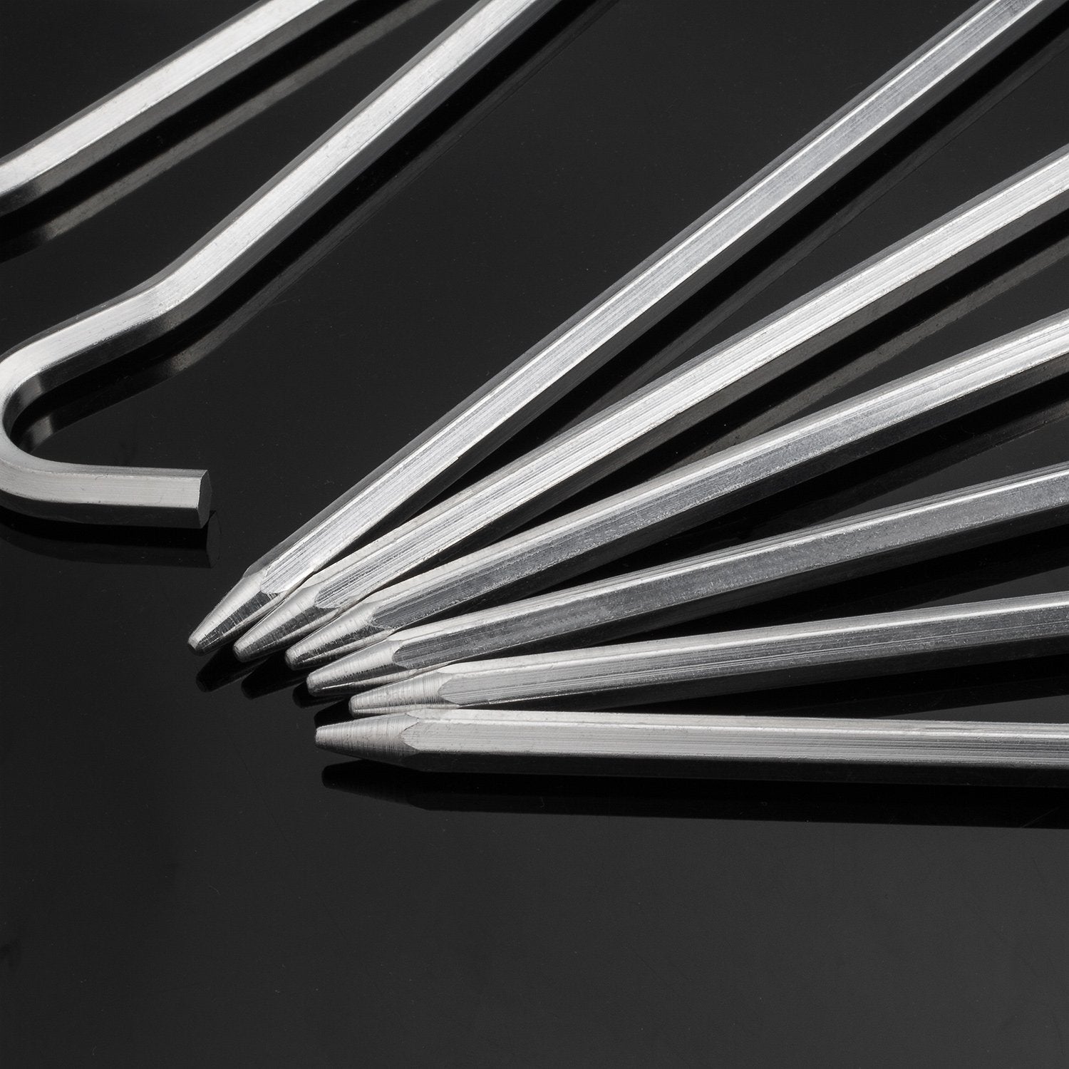 Tent Pegs - 12Pcs Aluminium Tent Stakes Pegs With Hook - 7 Hexagon Rod Stakes Nail Spike Garden Camping Pegs For Pitching Campin