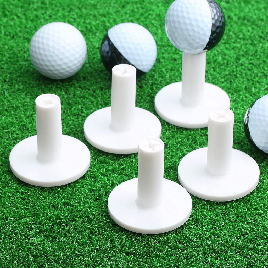 Muxsam Golf Rubber Tee Holder, 5-Pack 2'' Golf Mat Tees For Indoor Outdoor Practice Driving Range Mats (White)