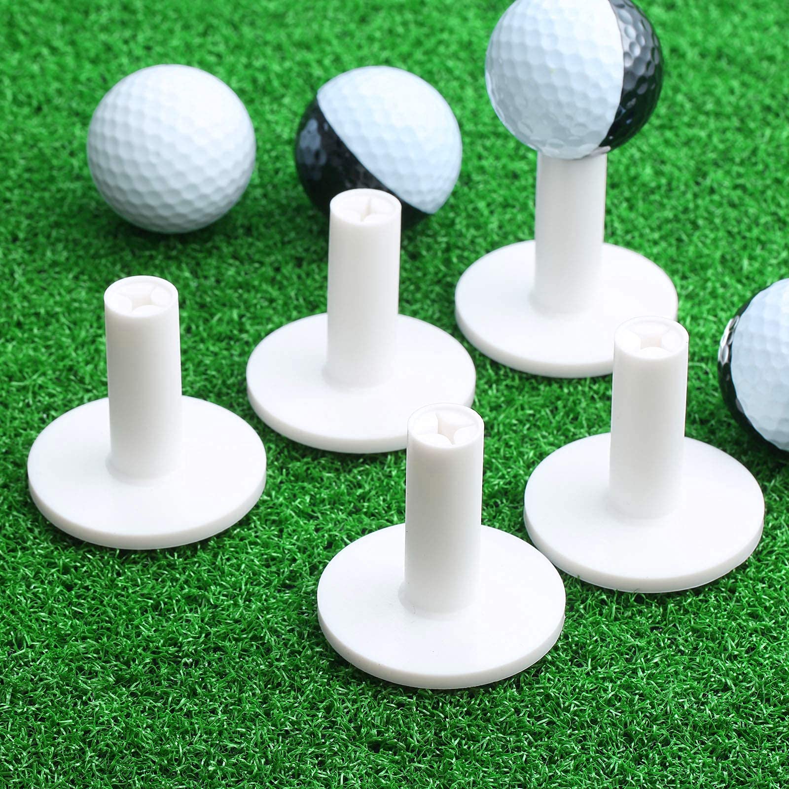 Muxsam Golf Rubber Tee Holder, 5-Pack 2'' Golf Mat Tees For Indoor Outdoor Practice Driving Range Mats (White)