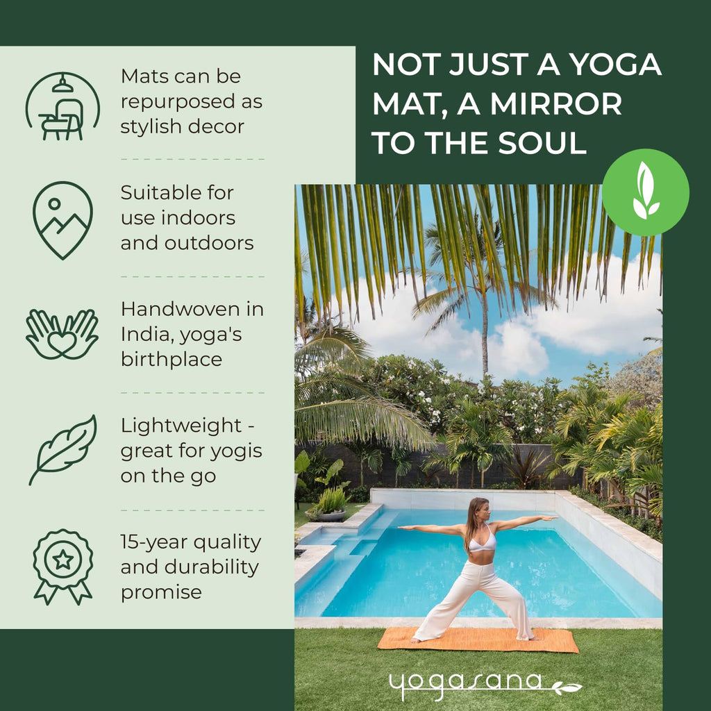 Yogasana Organic Cotton Yoga Mat - Non Slip Hand-Woven Foldable Yoga Rug Provides Excellent Comfort, Traction & Support-Travel E