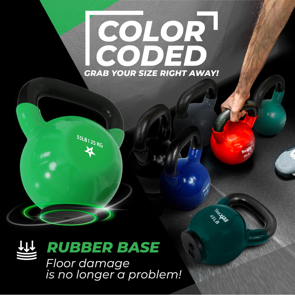 Kettlebell - Pvc - Rubber Base - 55Lbs