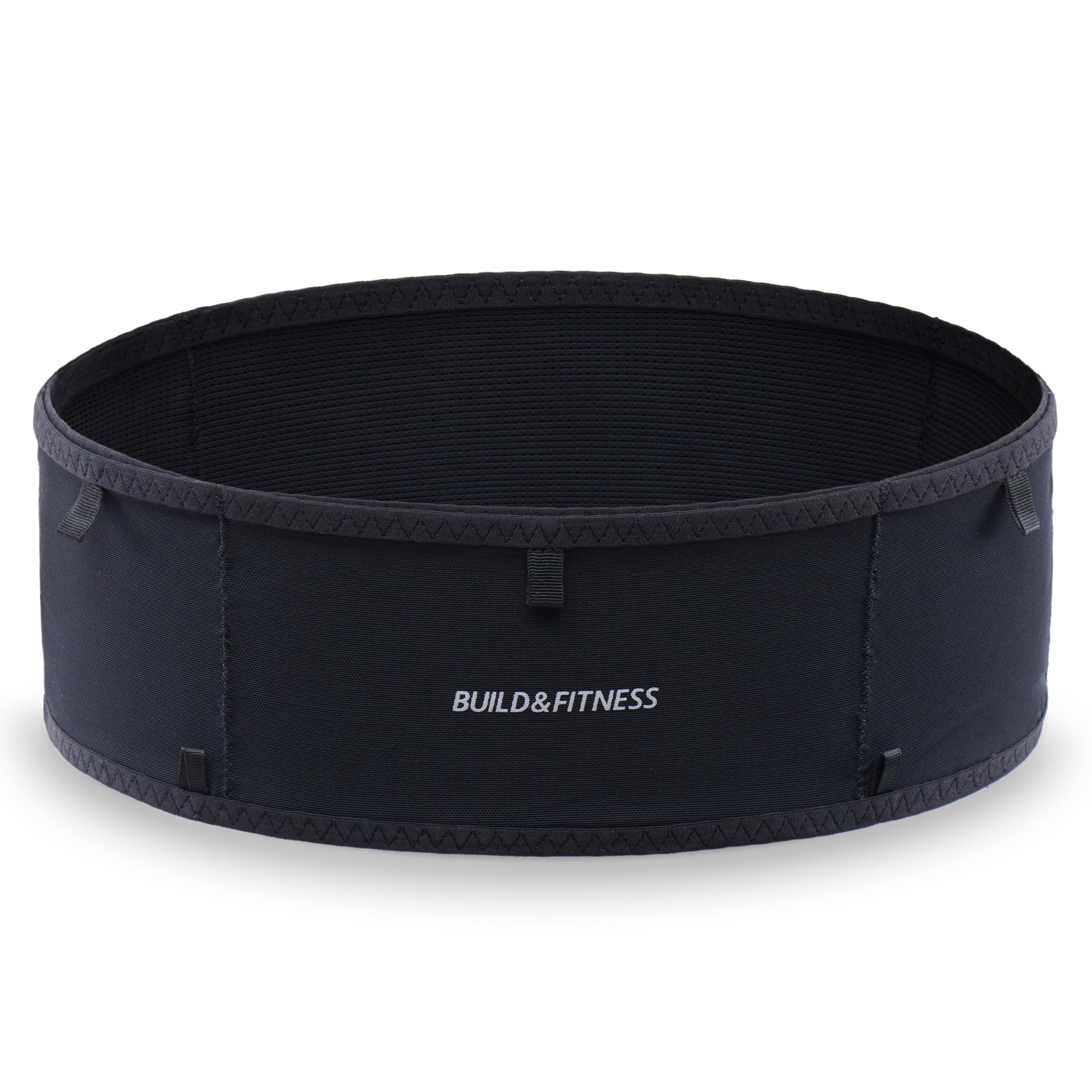Build & Fitness LiteBelt Running Belt - 4 Quick Top-Access Pockets -Flip Waist Pack, Running Phone Holder - Fits All Size Phones
