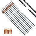 Tiger Archery 30Inch Carbon Arrow Practice Hunting Arrows With Removable Tips For Compound & Recurve Bow(Pack Of 12) (Brown Whit