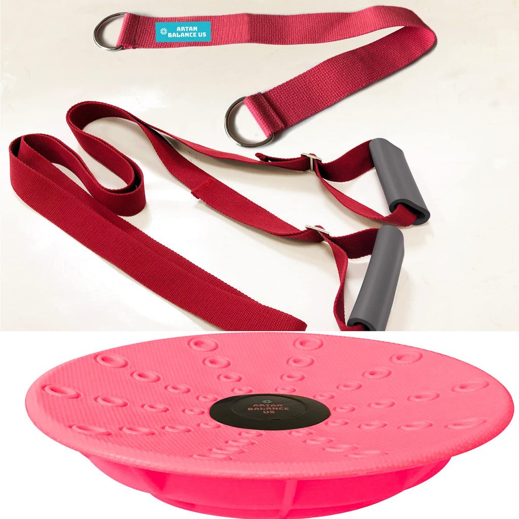 Leg Stretching Strap And Ballet Balance Board, 2 Pc. Set, Stretching, Disc Core Trainer And Flexibility Equipment For Dance, Gym