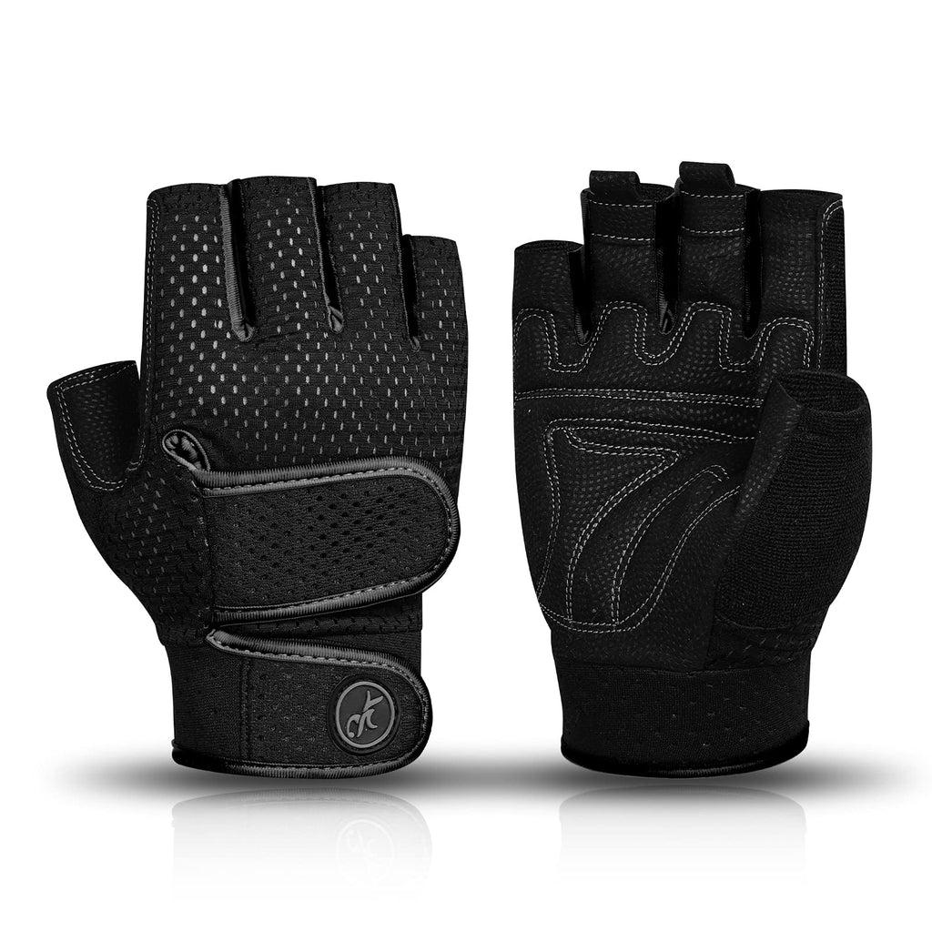 Moreok Workout Gloves Padded Weight Lifting Gloves For Men/Women, [3Mm Gel] Fingerless Grip Gym Gloves Fitness Gloves Black-L