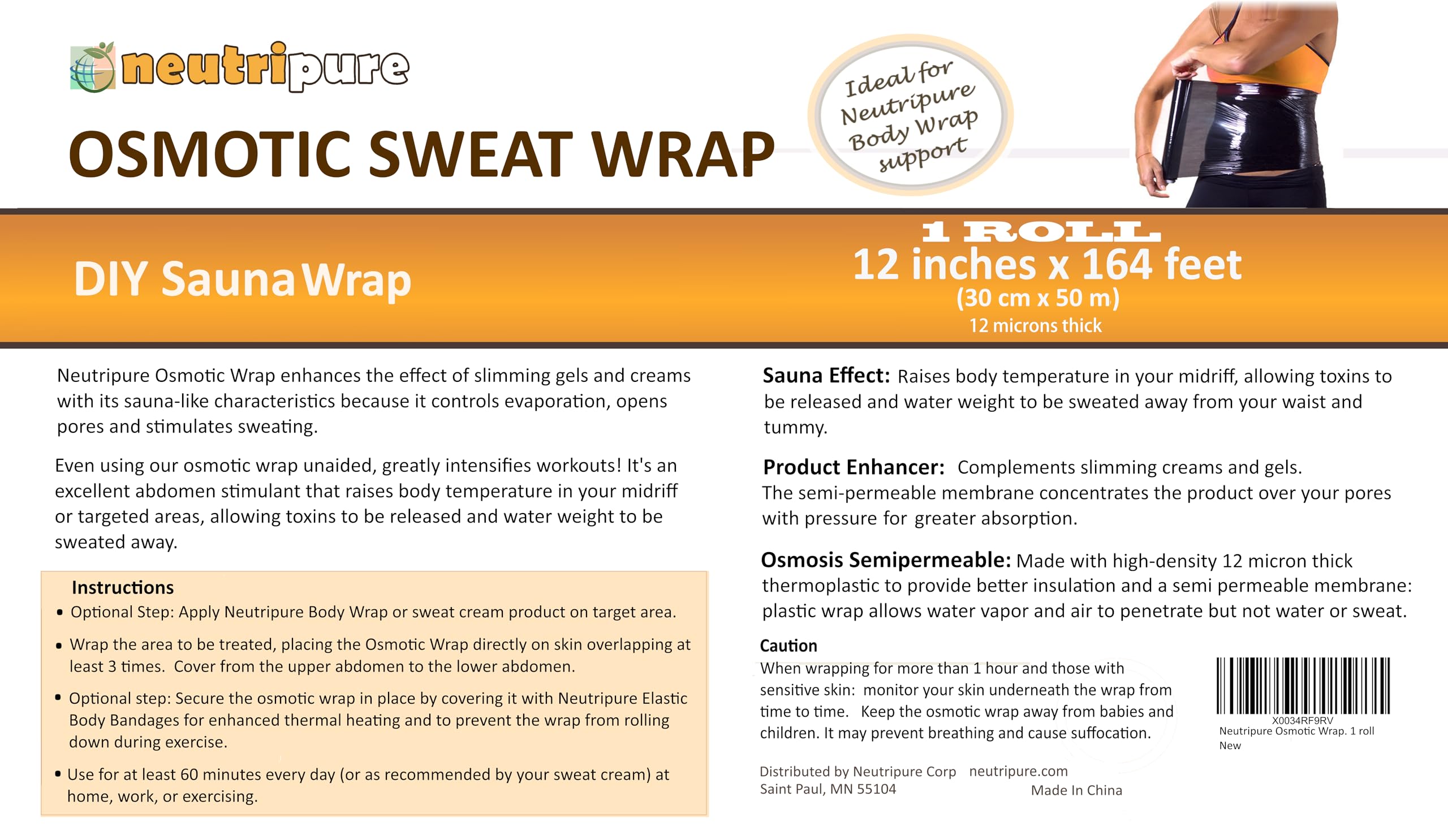 Neutripure Plastic Osmotic Body Sweat Wrap - Diy Sauna Slimming