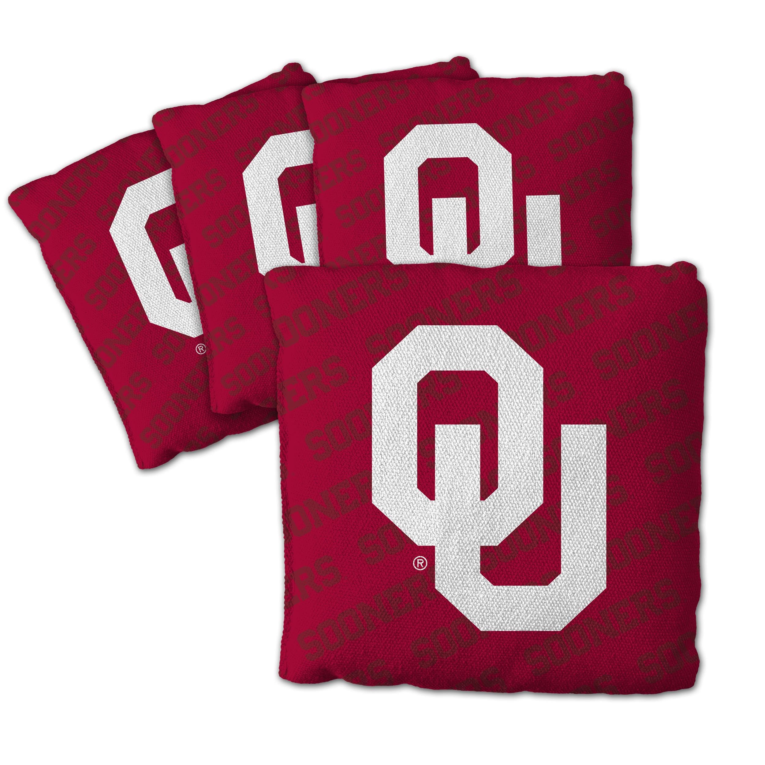 YouTheFan Officially-Licensed NCAA Oklahoma Sooners Set of 4 Cornhole Bags - All Weather Regulation 6    x 6    Size - 16oz Weig
