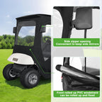 10L0L Golf Cart Enclosure 600D For 2 Passenger Universal Ezgo Txt/Rxv, With 2 Door Zippers, Security Side Mirror Openings, Taill
