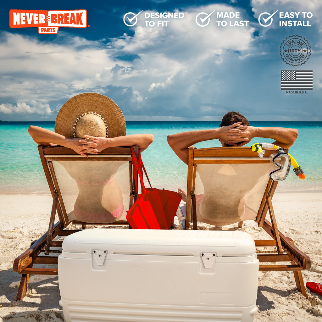 Neverbreak Parts - Igloo Cooler Replacement Parts - Large White Kit (3 Hinges, 2 Latches With Posts And Screws)  High Strength I