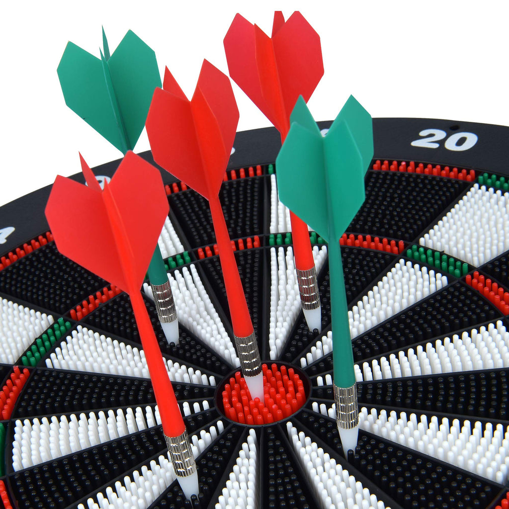 Portzon Dart Board, 16.4 Inch With 6 Rubber Safety Tip Darts Dartboard Game Set, Office Relaxing Sport & Family Leisure Time