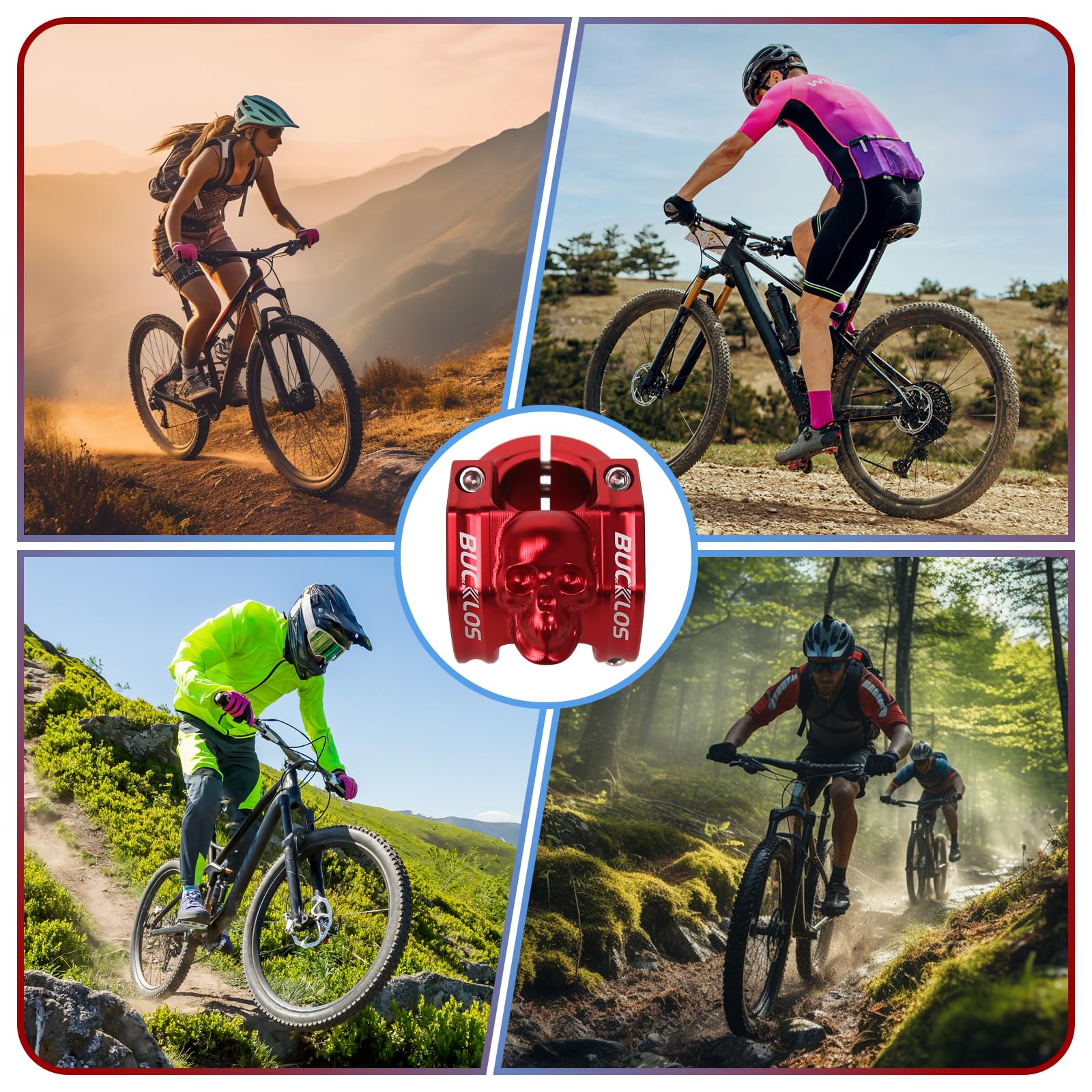 Bucklos Skull 31.8Mm Mtb Stem 35Mm Mountain Bike Handlebars Short Stems, 1 1/8 Ultra-Light Hollow Cnc Aluminum Alloy Riser Bicyc