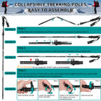Esup Trekking Poles Collapsible For Hiking Aluminum Alloy 7075 Hiking Poles 2Pc Pack Adjustable Quick Lock For Hiking, Camping,
