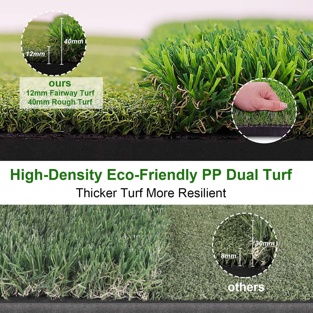 5X4Ft Golf Mat With Ball Tray, Thickened Dual-Turf Golf Hitting Mat With Alignment Lines For Indoor & Outdoor Use, Golf Practice