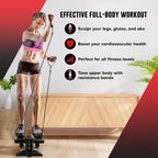 Mini Stepper & Stair Climber Machine - W/Resistance Bands Set - Portable Step Exerciser - Built In Monitor - Heavy Duty Max 330