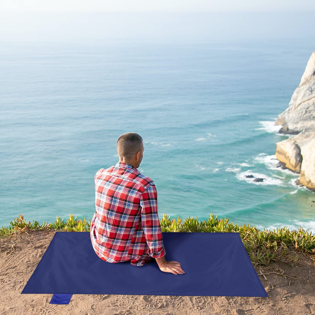 Odoland Beach Picnic Blanket, 43.3 X 27.5 Sandproof Waterproof Outdoor Pocket Blanket With Portable Bag, Foldable Lightweight Sa