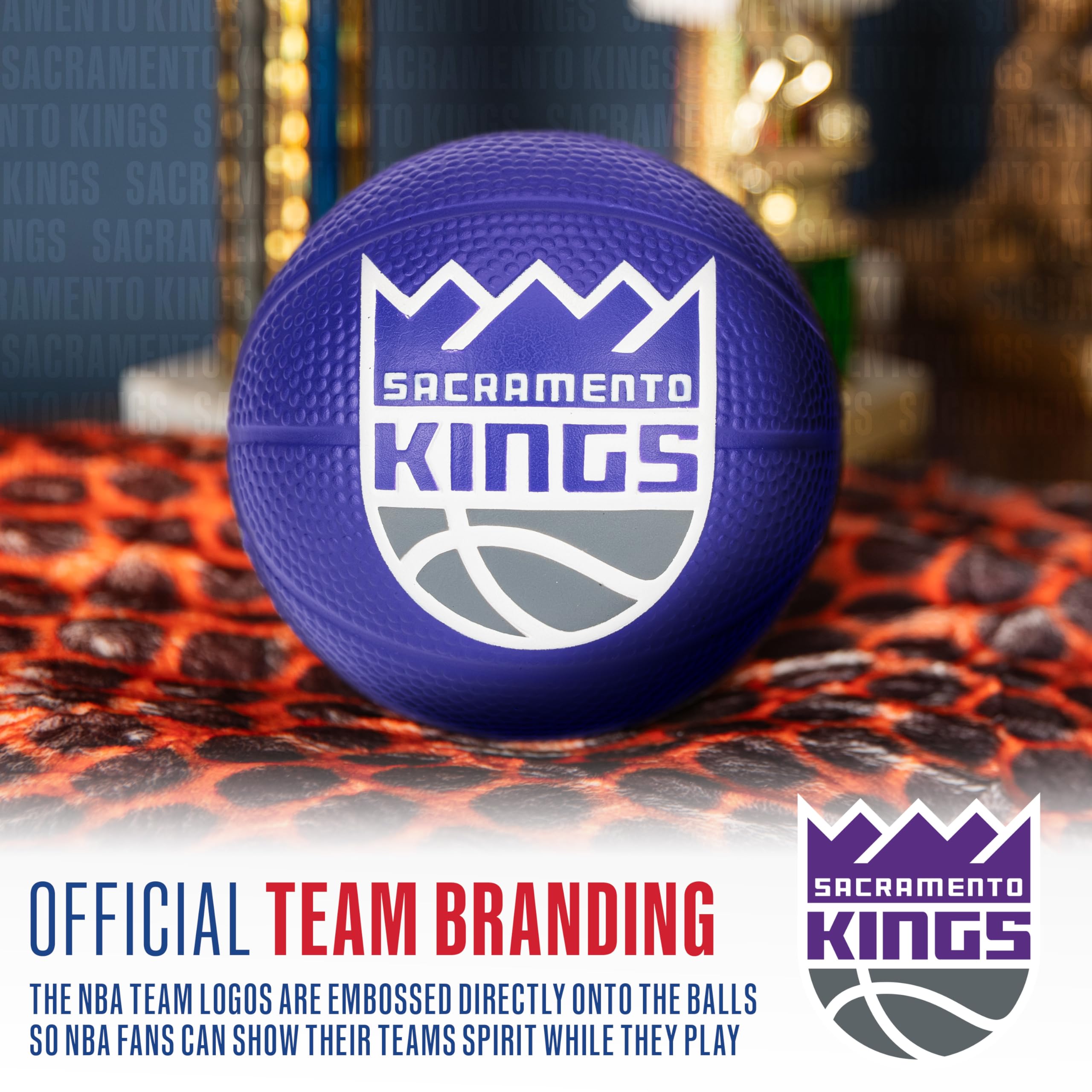 Franklin Sports Nba Sacramento Kings Mini Foam Basketball - Kids 5.5'' Inch Toy Basketball For Over The Door + Mini Indoor Hoops