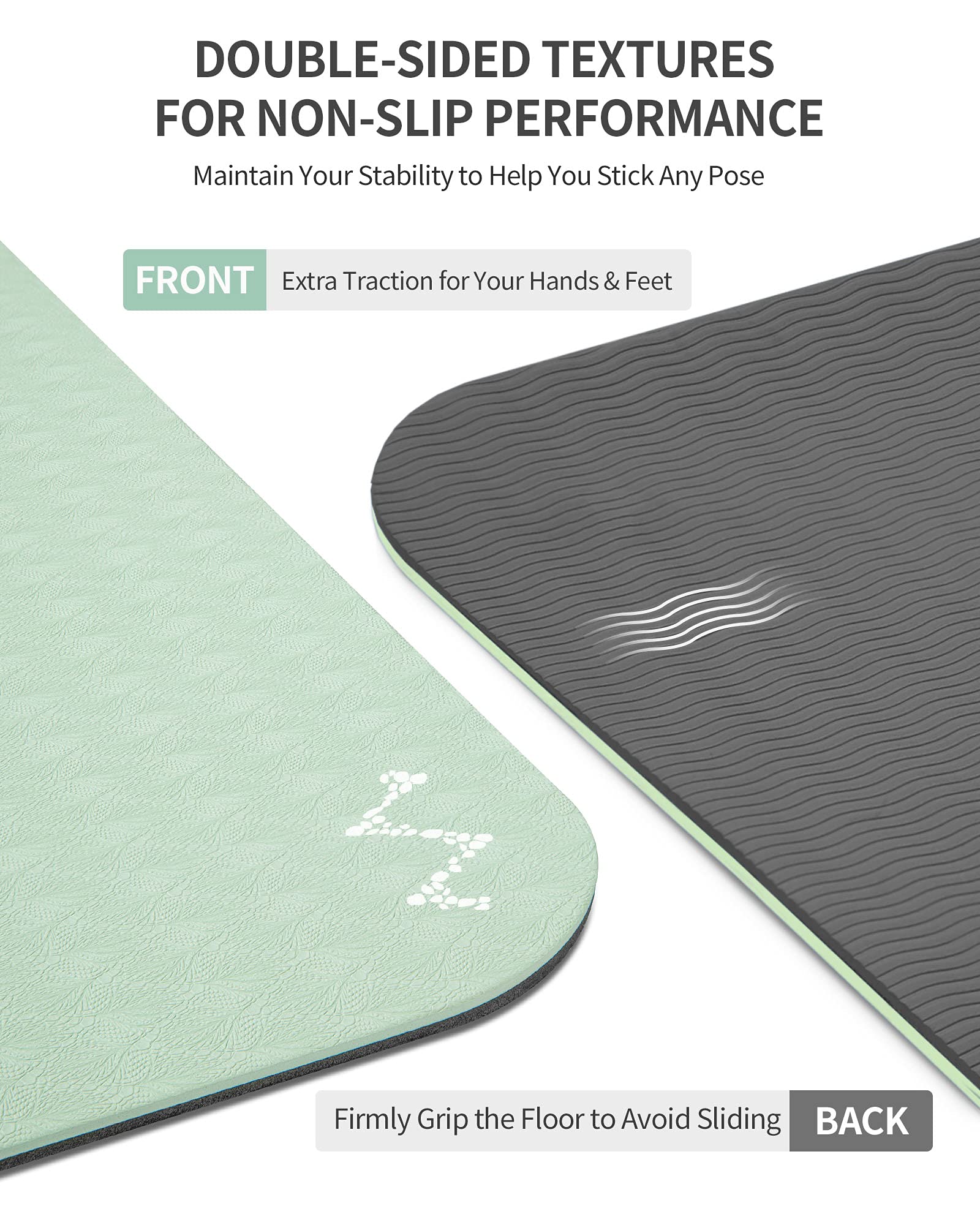 Cambivo Yoga Mat For Women Men Kids, Extra Thick Yoga Mat Double-Sided Non Slip, Professional Tpe Yoga Mats, Workout Mat With Ca
