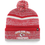 47 Kansas City Chiefs Super Bowl Lviii Champions Northward Beanie Hat With Pom - Nfl Kc Cuffed Winter Knit Cap Red