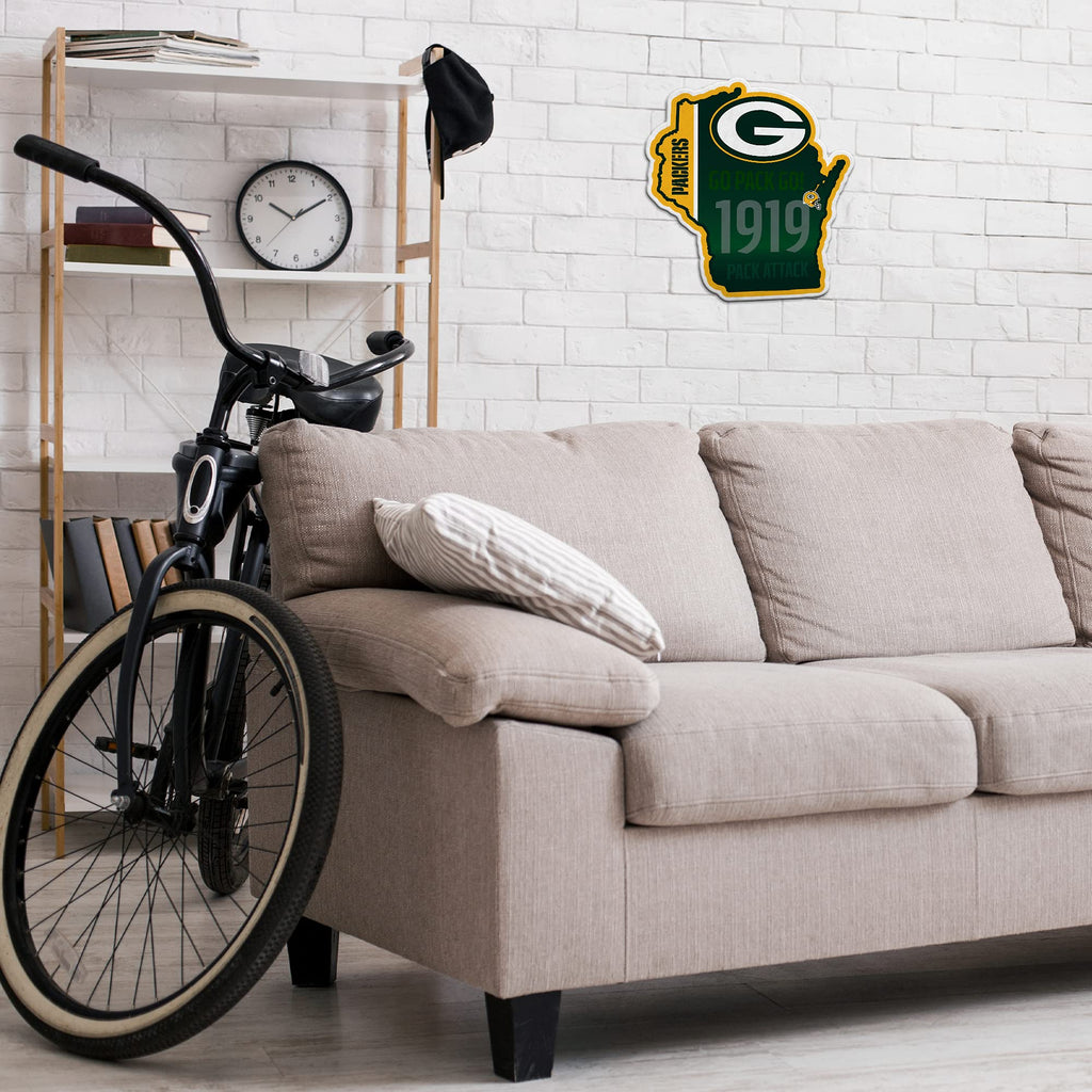 Rico Industries Nfl Football Green Bay Packers State Shape Shape Cut Pennant - Home And Living Room D  Cor - Soft Felt Ez To Han