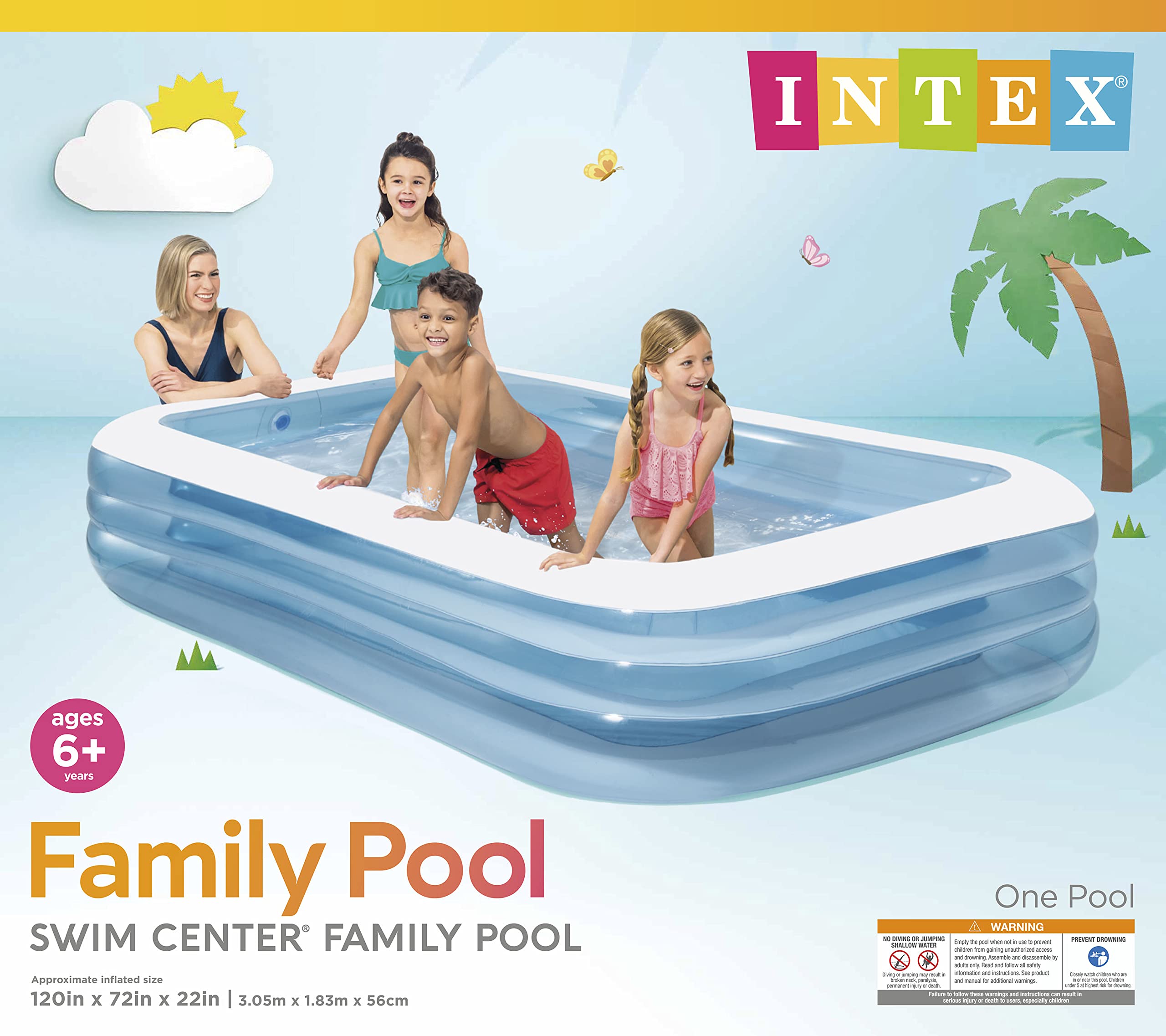 Intex 58484Ep Swim Center Inflatable Family Pool: 277 Gallon Capacity - 120'' X 72'' X 22'' - Blue