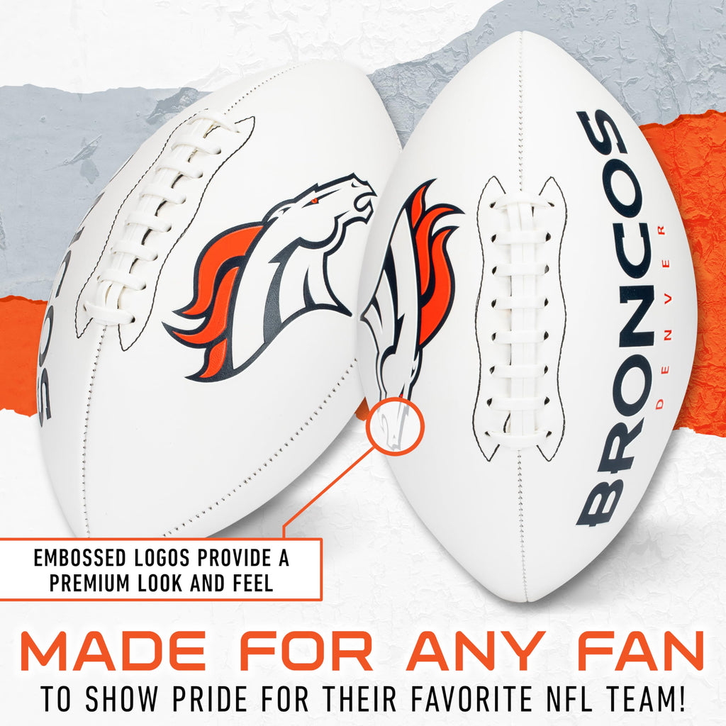 Franklin Sports Nfl Denver Broncos Autograph Football - Official Size White Panel Souvenir Football For Autographs + Signatures