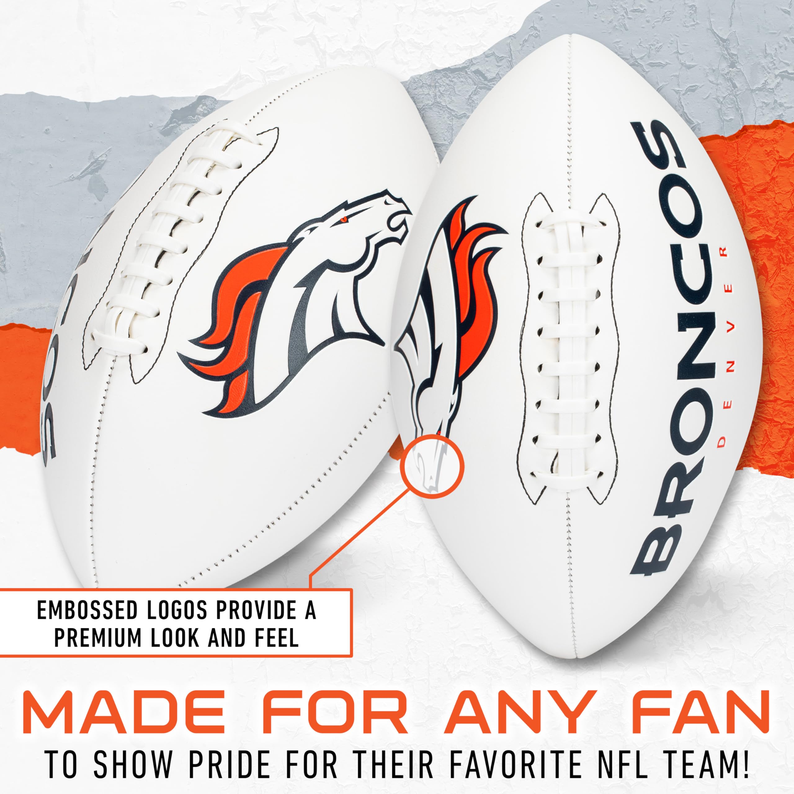 Franklin Sports Nfl Denver Broncos Autograph Football - Official Size White Panel Souvenir Football For Autographs + Signatures