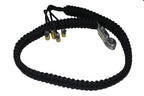 Biker Whip Get Back 36'' All Black King Cobra Double Weave With Silver Punisher Skulls .45 Cal Casing