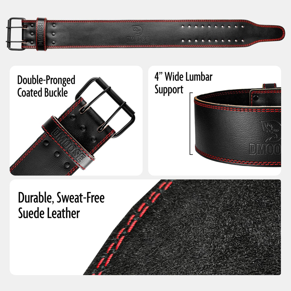 Dmoose Weight Lifting Belt For Men Genuine Leather For Men And Women, 4 Inch Wide, Adjustable Buckle, 5Mm Thick For Weightliftin