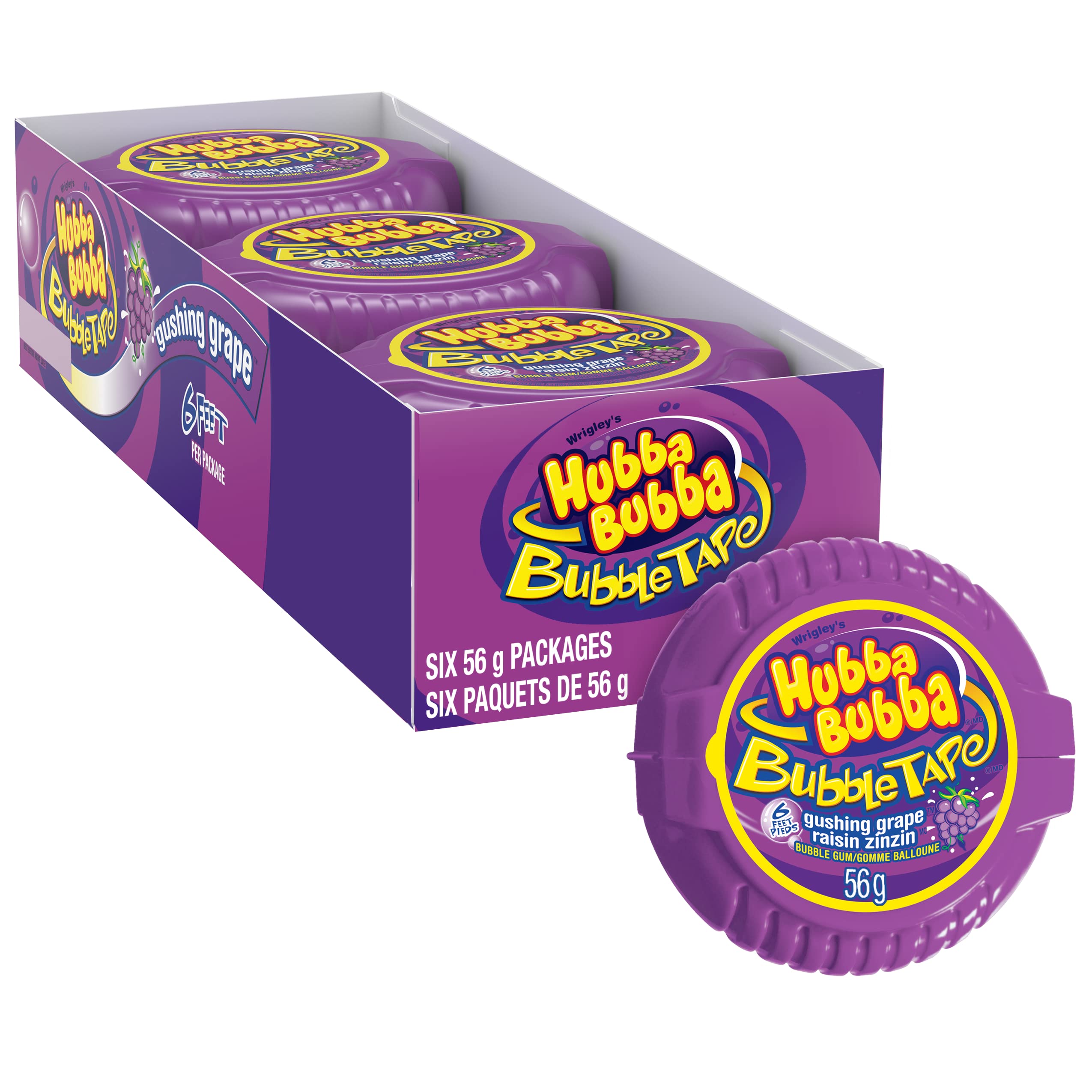 Hubba Bubba Bubble Tape, Gushing Grape, 1.97 Ounce (Pack Of 12)