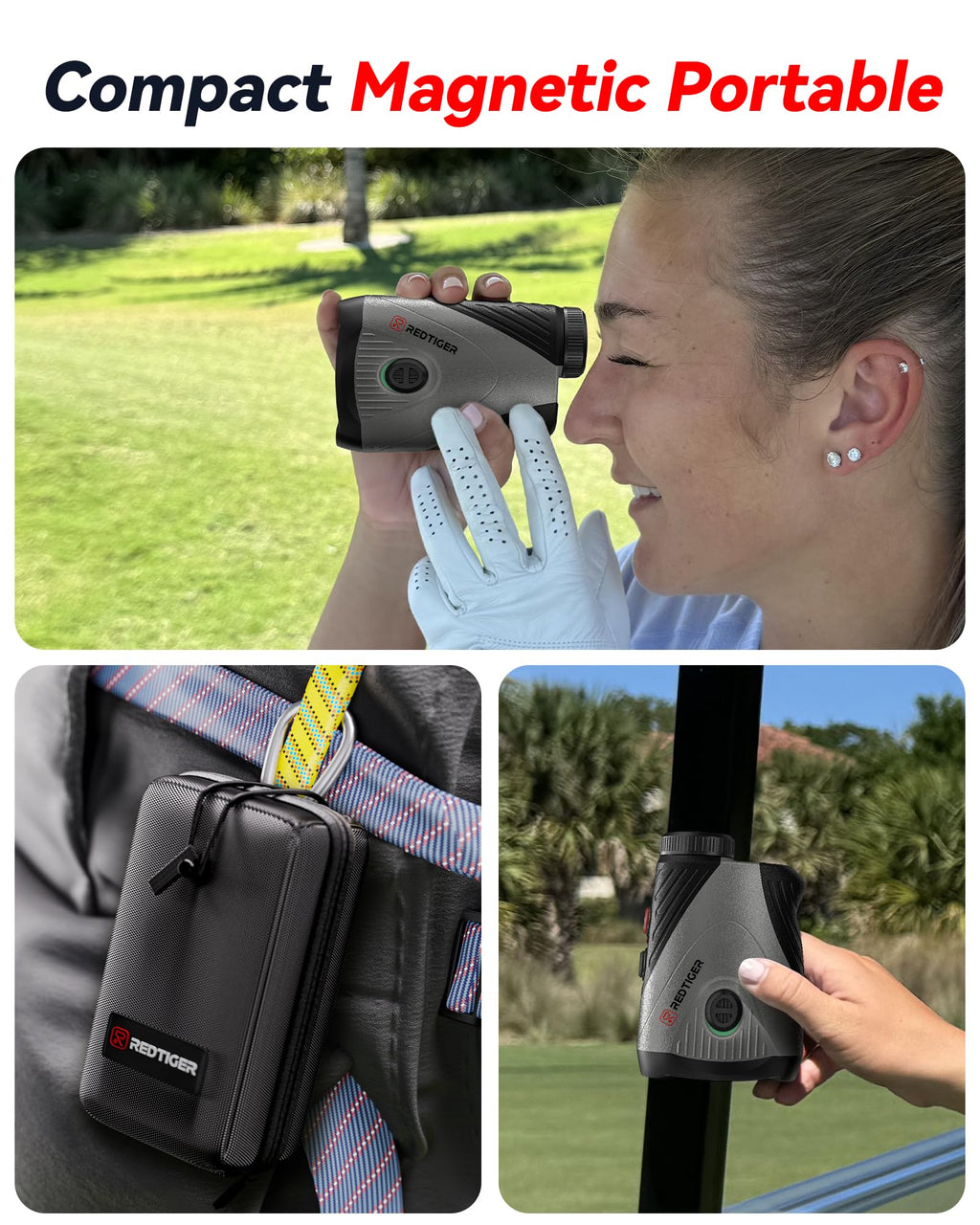 Redtiger Golf/Hunting Rangefinder, 7X Magnification 1200 Yards Laser Range Finder With Slope, Built-In Magnetic Bracket, Flag Po