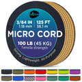 Teceum Micro Paracord - Honey Gold - 1.18 Mm X 125 Ft - Micro Utility Cord - Thin Braided Paracord Rope Nylon Polyester - Wind C