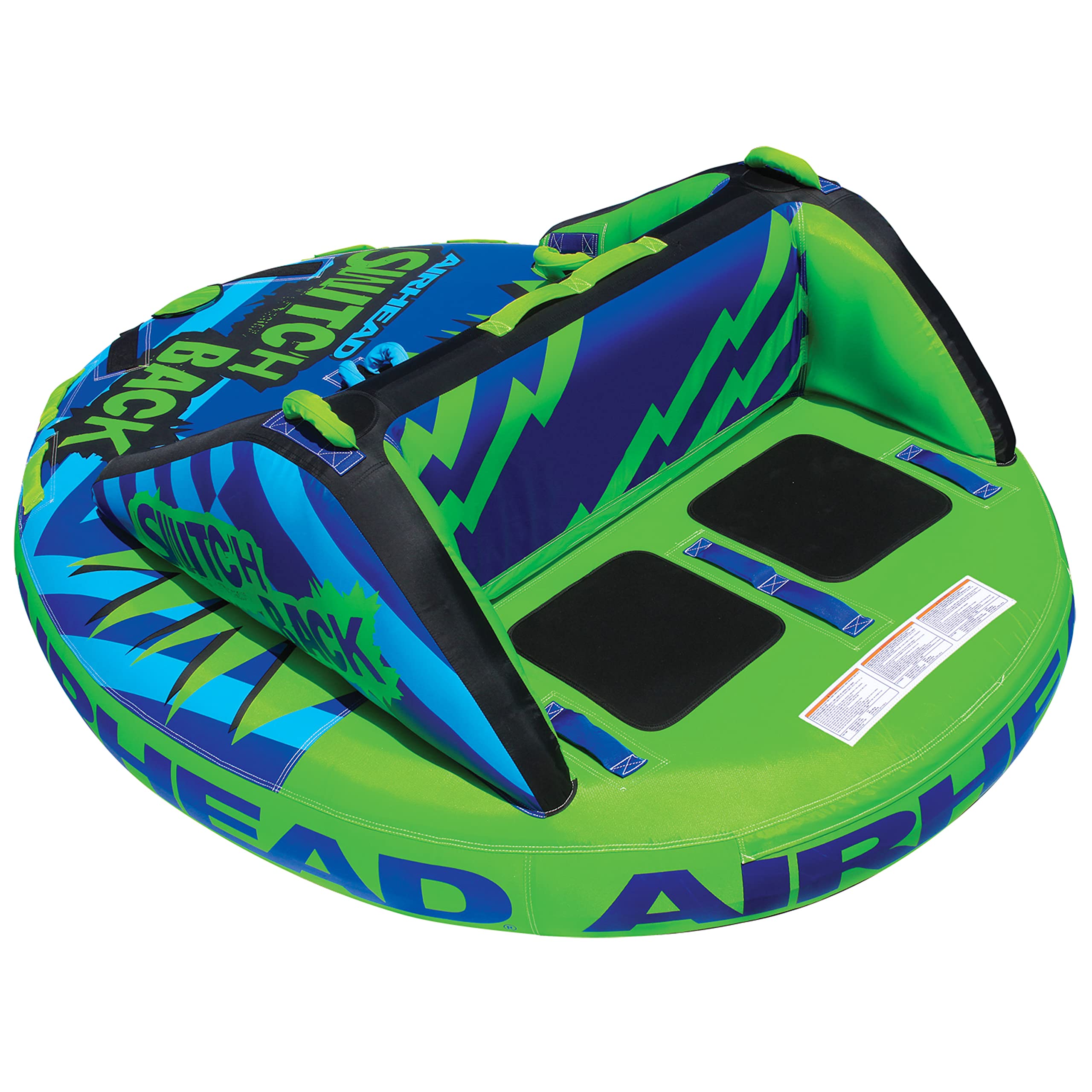 Airhead Switchback Towable 1-4 Rider Tube For Boating And Water Sports, Double-Stitched Full Nylon Cover And Patented Speed Safe