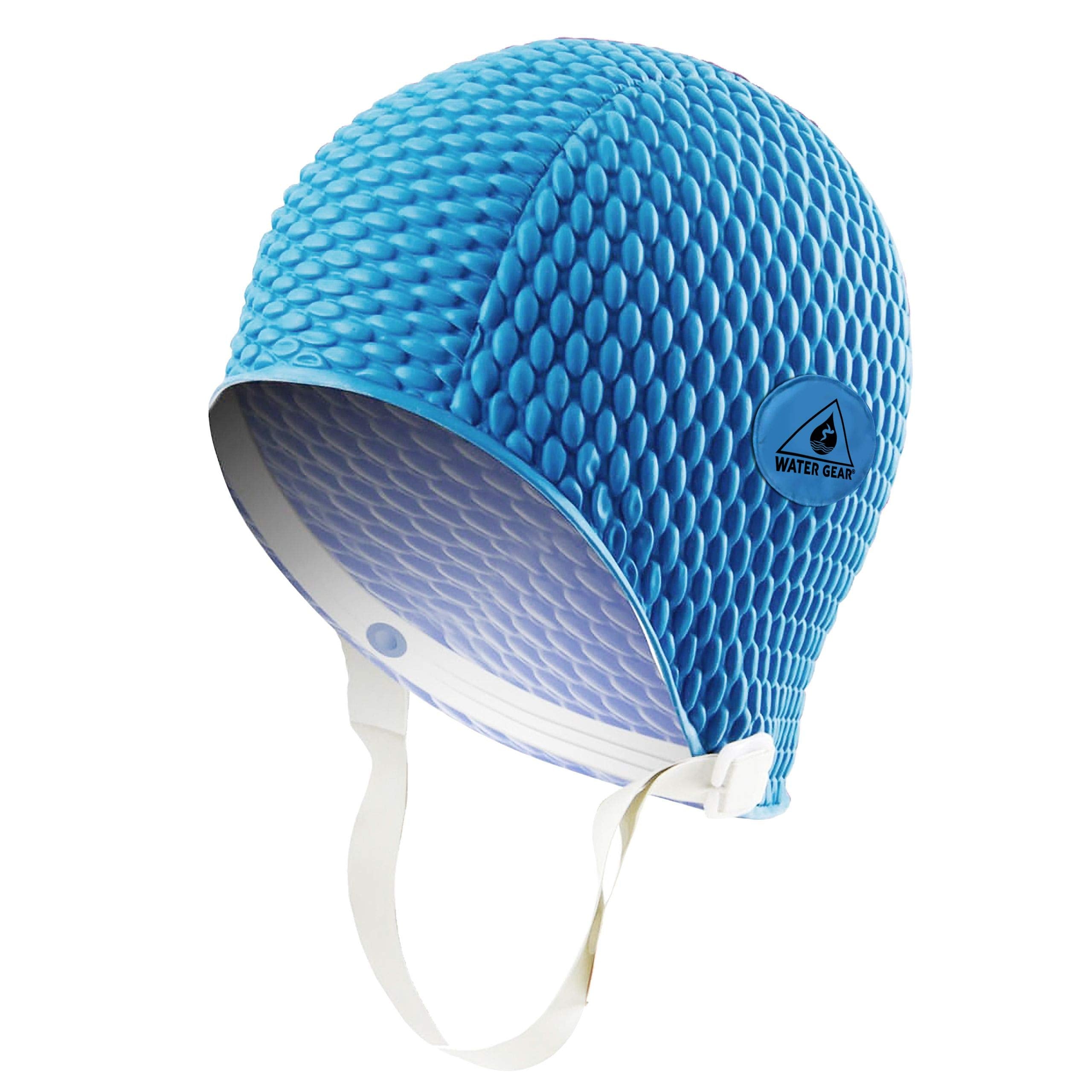 Water Gear Natural Rubber Swim Bubble Cap (Blue, Large)